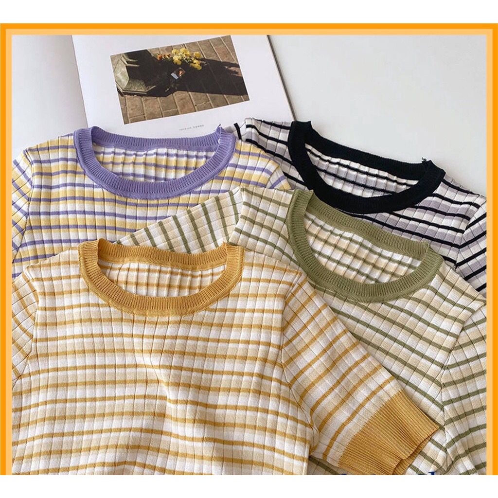 Baju Rajut Wanita Lengan Pendek Premium Import Korean Style | Atasan Rajut Wanita Import Lengan Pend