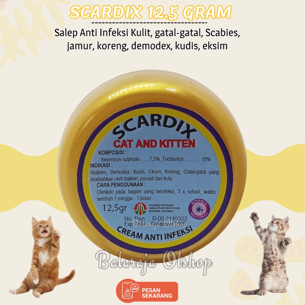 Obat Gatal Kucing - Scardix Cat Salep 12.5 Gram Original - Krim Gatal Demodex Kudis Kutu Cream Anti Scabies Eksim