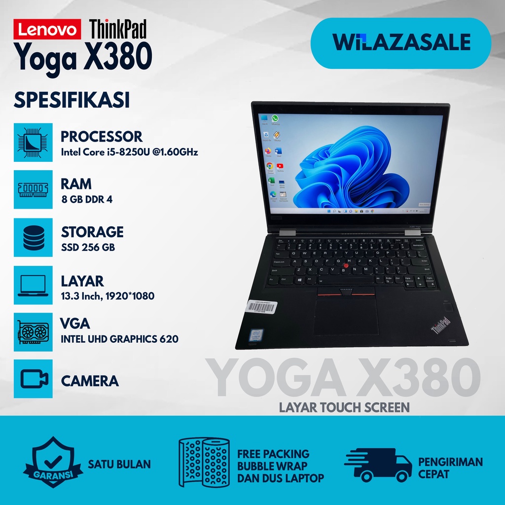 Laptop Second Lenovo Yoga Core i5 / Core i7 SSD Ram 8gb | X380 / L380/ 370