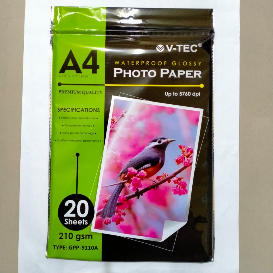

V-Tec Glossy Photo Paper A4 210 gsm GPP-9110A KERTAS FOTO A4 210GSM