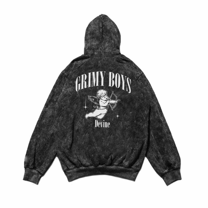 Hoodie Sandwash DTF Motif 'GRIMY BOY' Terbaru Fulltag Pria Wanita