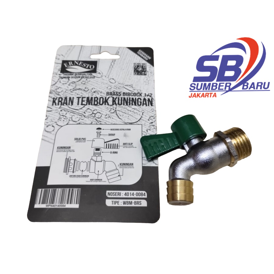 ERNESTO Kran Air Tembok 1/2" Kuningan Kamar Mandi Cebol Taman WBM SBJ