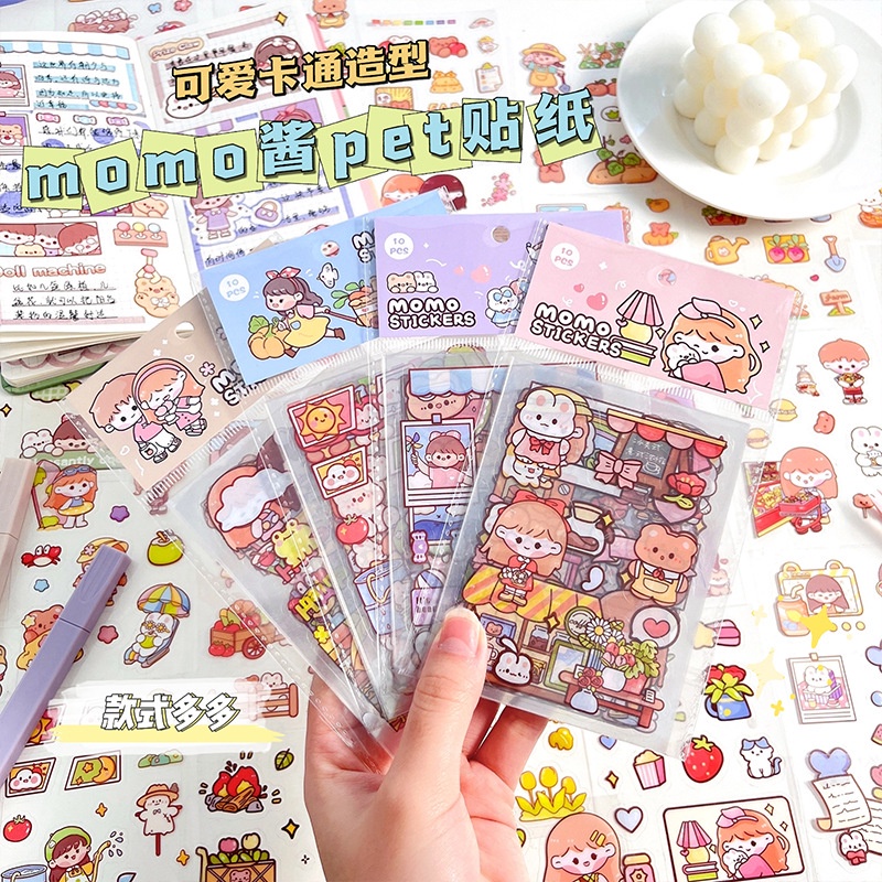 OVERFLOWS.ID STICKER PET MOMO ISI 10PCS ORIGINAL MOMO STIKER LUCU MURAH