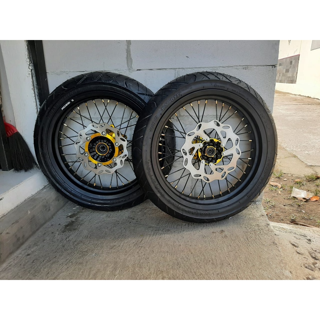 Roda Set Supermoto Yamaha WR 155 WHeelset WR Supermoto Ban Set SUMO WR 155 Plus Piringan
