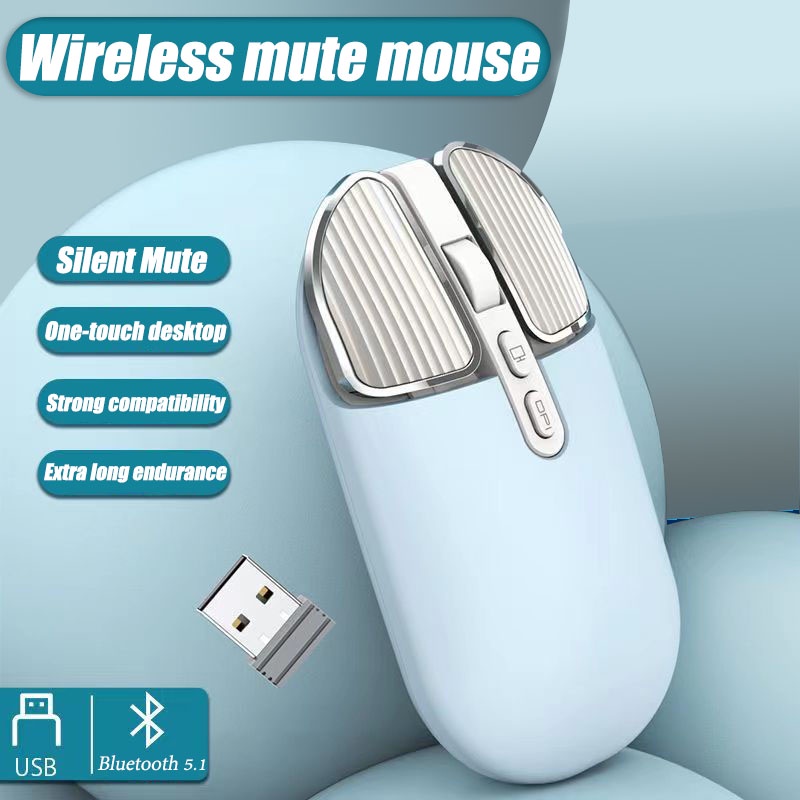 Mouse Wireless Rechargeable Silent Click Slim 2.4G Wireless Bluetooth 1600 DPI Mouse Bluetooth Rechargeable Laptop