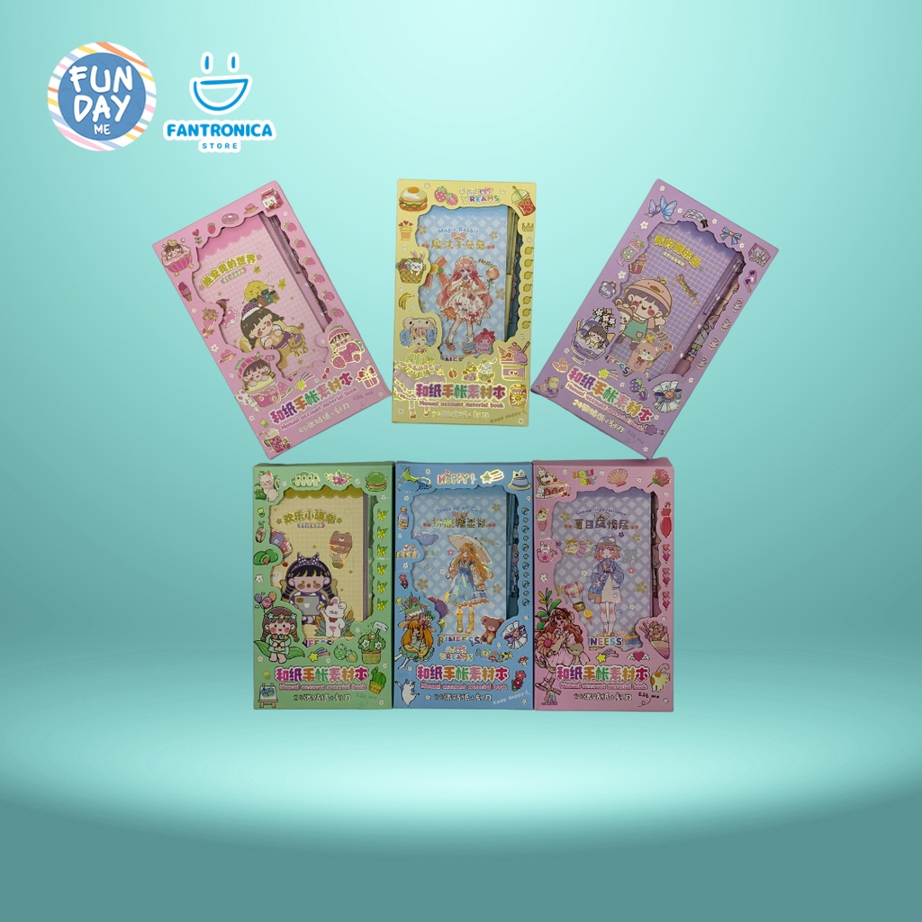 Notebook Stiker Set 2 in 1 / Stiker Cutter Pen / Notebook Stiker Kreasi Anak Dengan Cutter / Stiker 