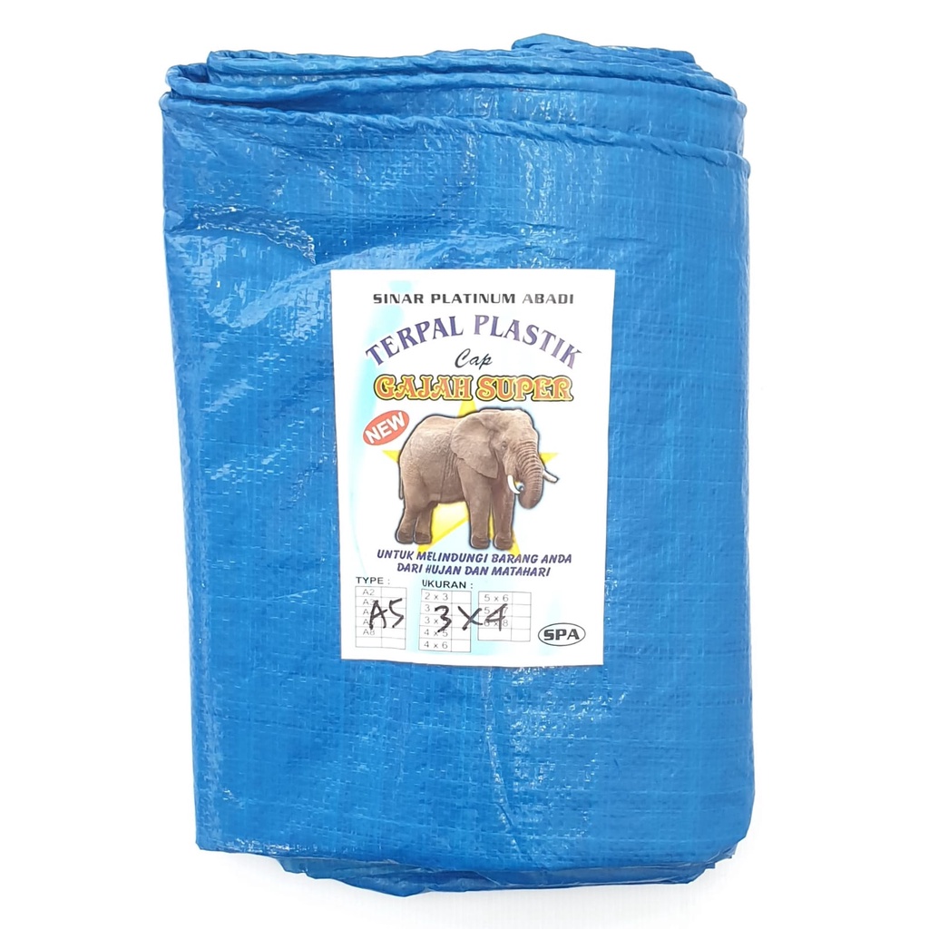 Gajah Super 100% A5 3x4 3x5 Meter Biru Muda Silver Terpal Plastik Bagus Awet Dan Murah