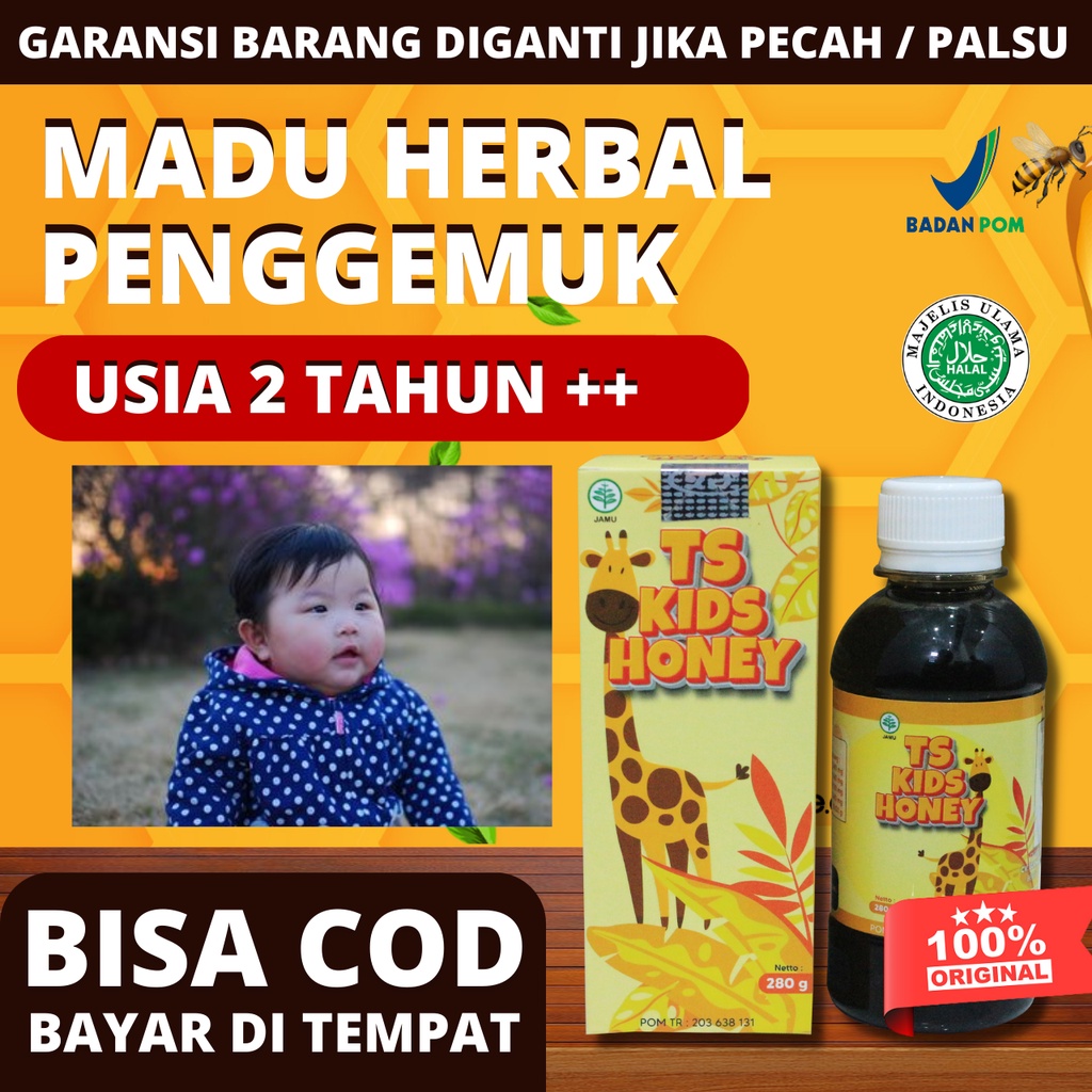 TS Kids Honey Madu Gemuk Badan Anak 2 Tahun Ke Atas Alami Paling Ampuh Penggemuk Badan / Bdn BPOM