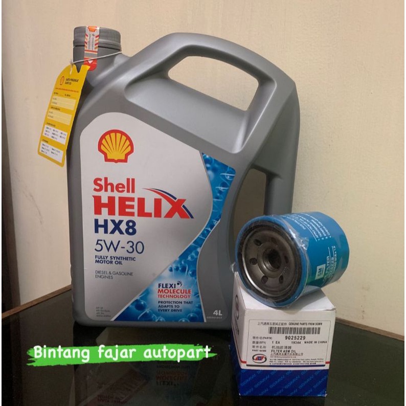 oli shell helix HX8 5W 30 4L / paket filter oli wuling contero 1,5