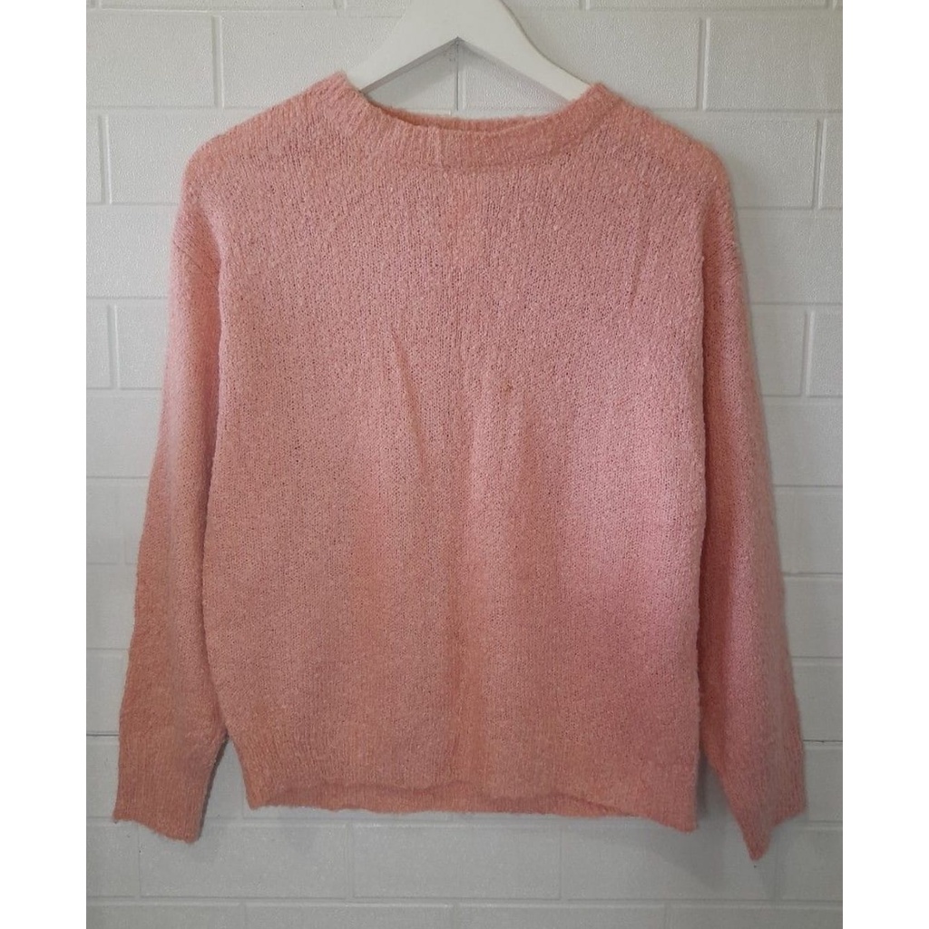 PRELOVED PINK KNIT GU RAJUT WANITA –RAJUT MERAH MUDA WANITA – WOMAN KNIT KOREAN STYLE – RAJUT WANITA