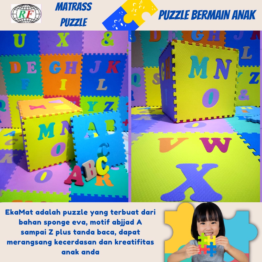 Matrass puzzle lantai Karpet Puzzle 30x30x1cm Alas Matrass Edukatif ABJAD