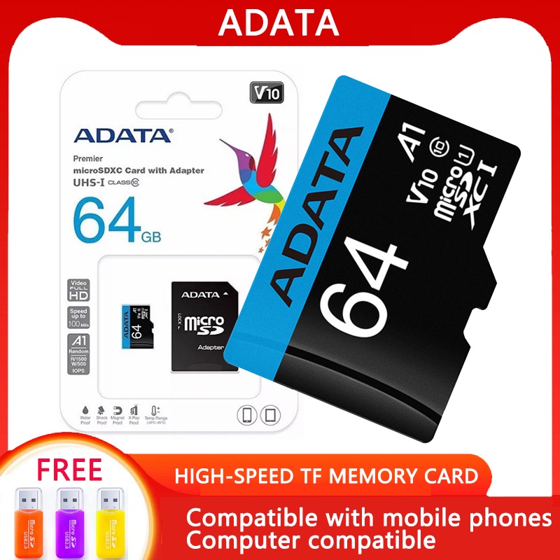 Adata Micro SD 64GB Memory Card U1 4K A1 Class 10kartu TF Cocok Untuk Komputer Hp