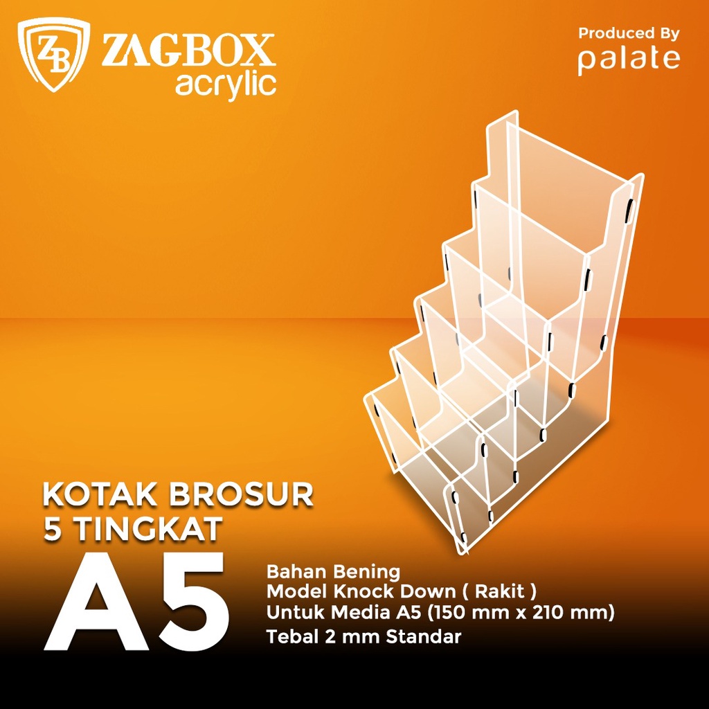 

TEMPAT BROSUR A5 5 SUSUN /AKRILIK RAK BROSUR A5 5 LAYER 3MM - RAKIT