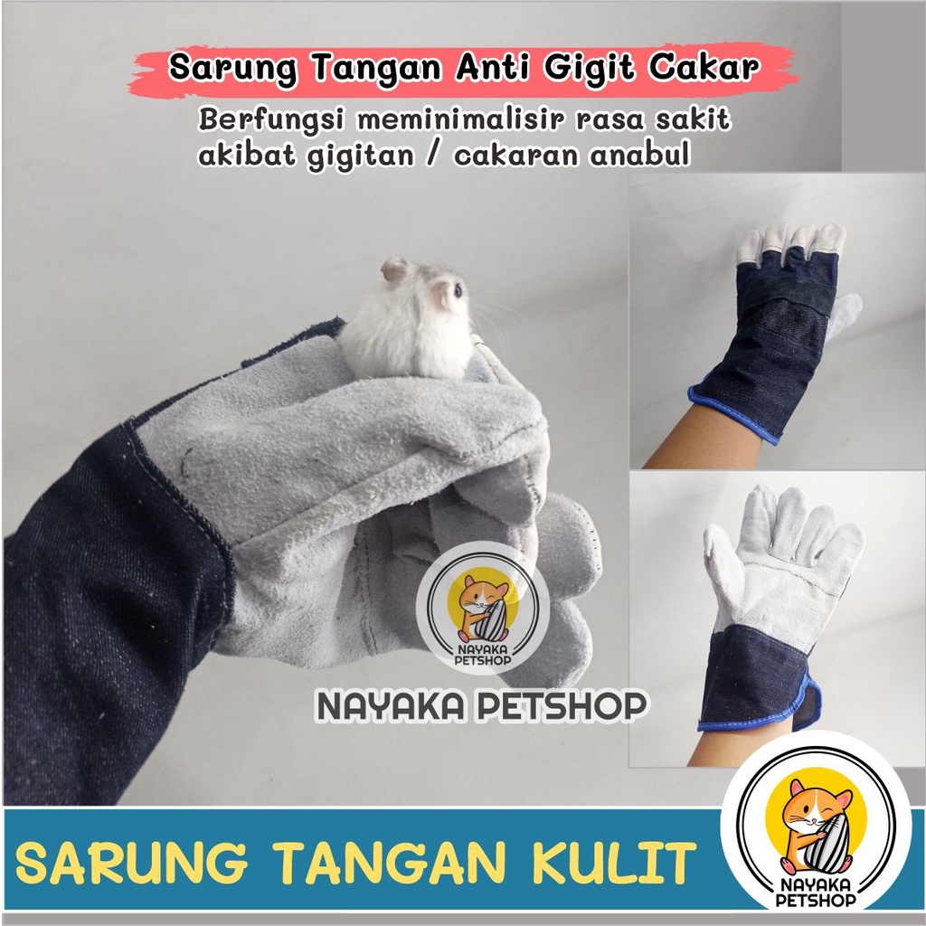 Sarung Tangan Kulit Anti Gigit Cakar Hewan Hamster Sugar Glider Kucing Musang