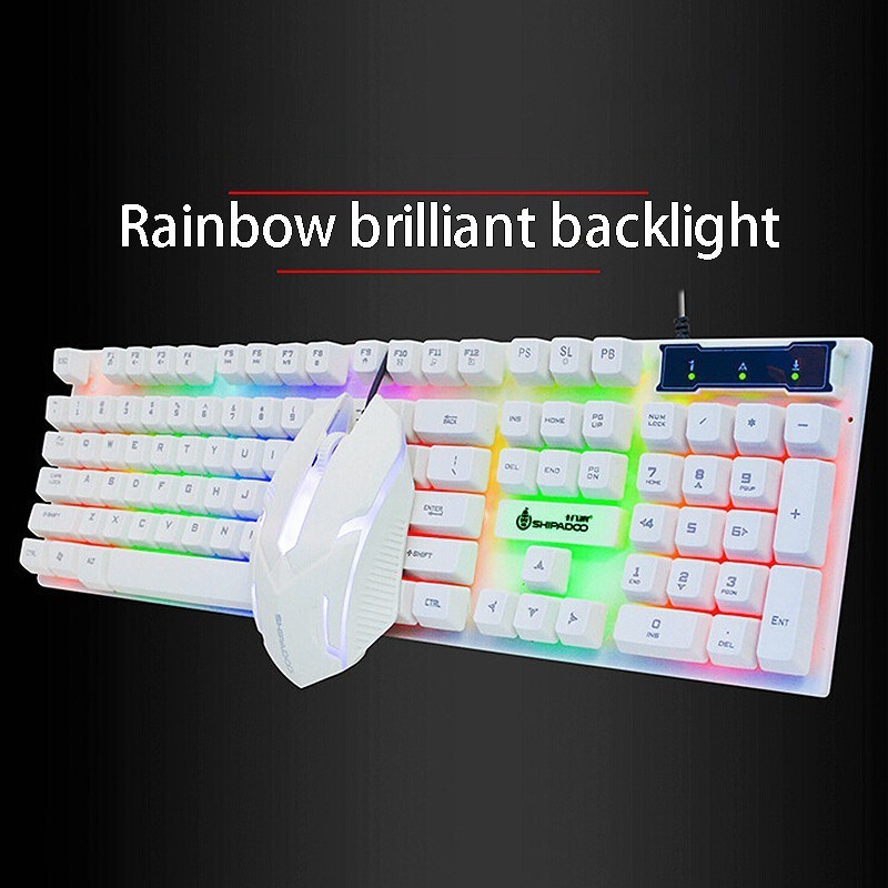 Keyboard Gaming And Mouse Rgb Set SHIPADOO D280-putih - Putih / COMBO PUTIH