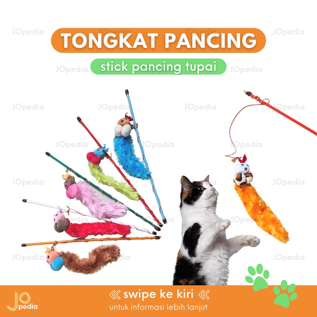 TONGKAT PANCING TUPAI Mainan Kucing Tongkat Bulu Stick Lonceng Cat Toy