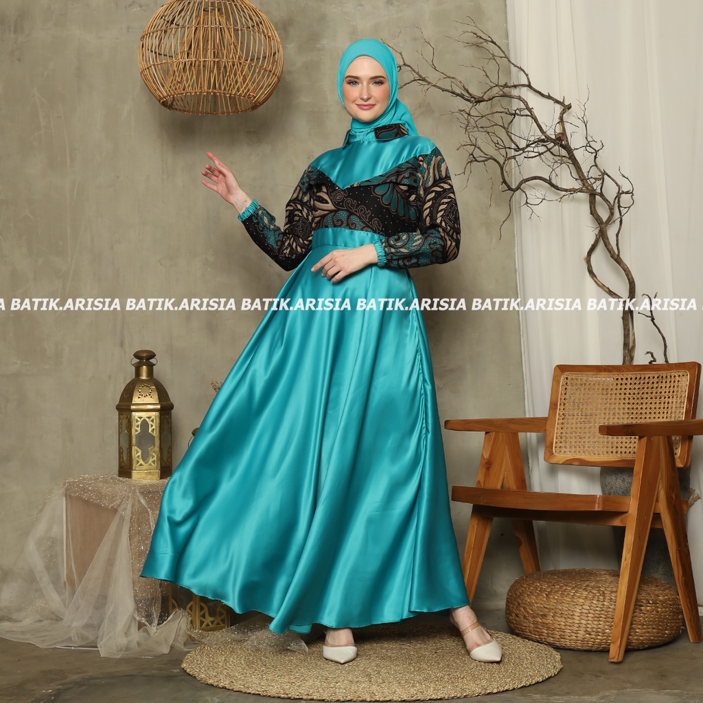 [ FREE HIJAB ] Batik couple keluarga modern terbaru set couple batik keluarga gamis jumbo velvet tosca termurah di shopee / Baju batik keluarga terbaru 2021 modern / Batik couple keluarga ARISIA couple batik couple / Set keluarga ayah ibu dan anak terbaru