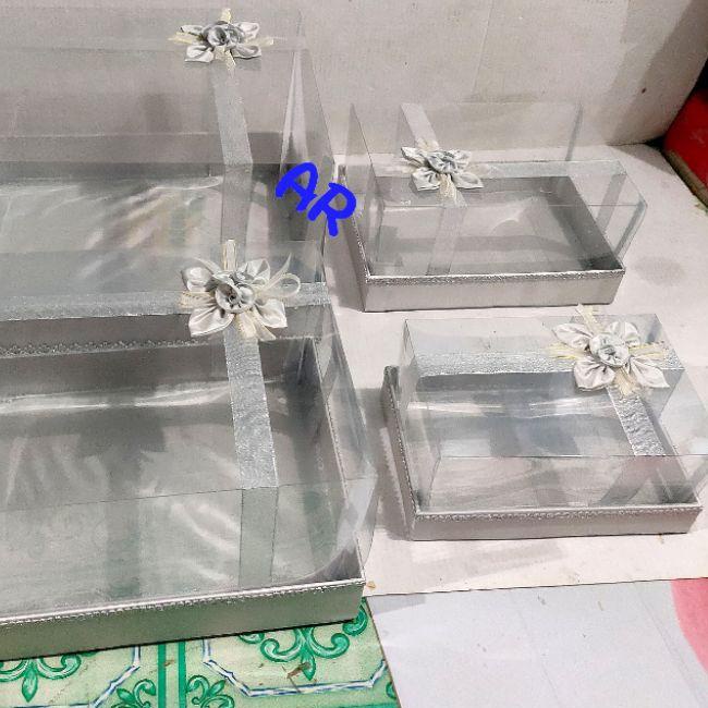 

❊ Kotak Hantaran Pita Mika Tinggi Silver 1 Set Isi 4Box ❆