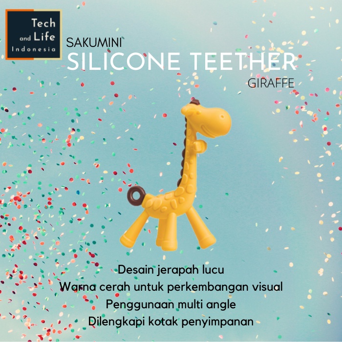 Teether Giraffe Sakumini Mainan Gigitan Bayi Silikon
