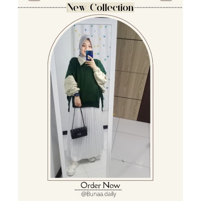 SWEATER OVERSIZE KOMBINASI KERAH LUCU