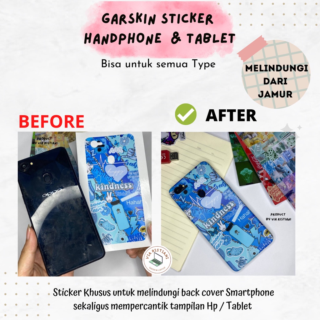 Garskin Skin HP Stiker Anti Jamur Iphone  Vivo Oppo Realme Redmi Samsung Huawei  Samsung  Stiker Pelindung All Type Handphone Tablet Water Colour