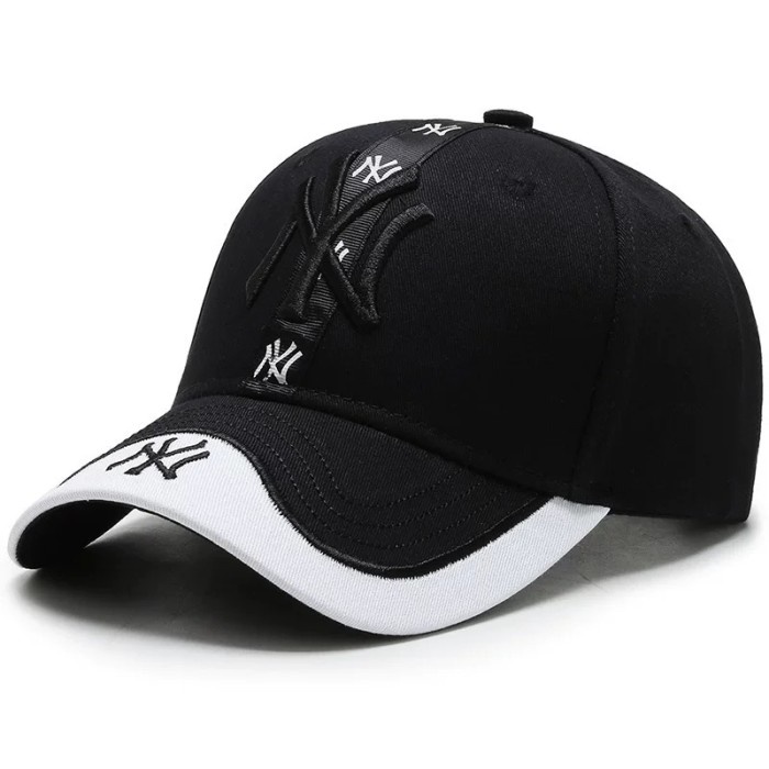 Topi Pria Topi Baseball Cap Import Pria Wanita Topi Bisbol NY3 - Black(O3A4) Topi Baseball Pria Topi