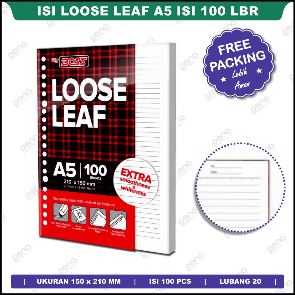 Loose Leaf A5 isi 100 lembar GARIS BIG BOSS