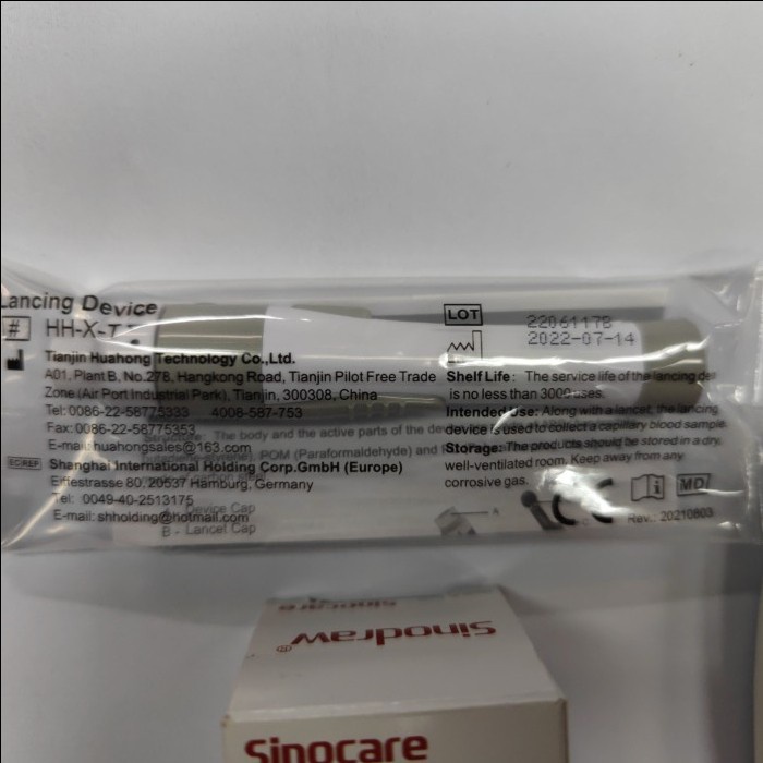 Lancing Device Sinocare / Sinoheart / Pena Ambil Darah FREE 50pc Jarum Dan Alat Safe Accu