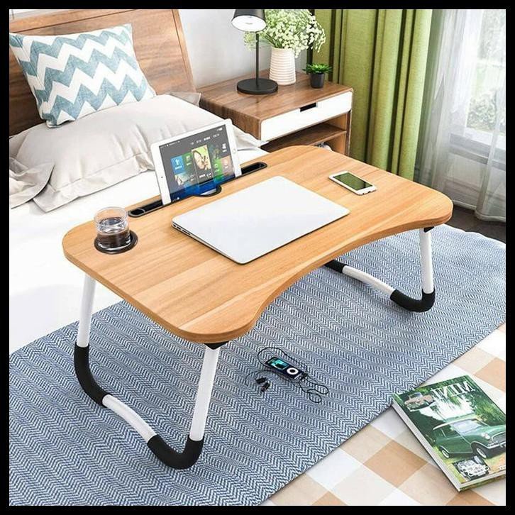 Meja Belajar Lipat Karakter Anak Portable Desk Laptop Serbaguna Anti Slip Slot Gelas Multifungsi new