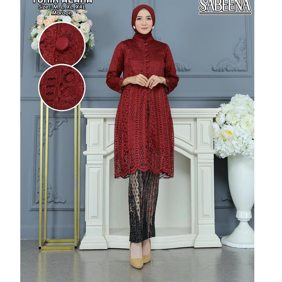 Hati-Hati Barang Palasu  [Gratis Mini Gold] STELAN TUNIK BROKAT KANCING DEPAN/ KEBAYA BUSUI FRIENDLY