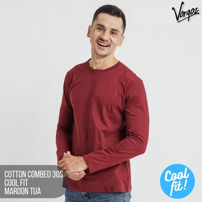 KAOS POLOS PRIA LENGAN PANJANG JUMBO/BIG SIZE / OBLONG PRIA ROUND NECK / LEHER BULAT COOL FIT LENGAN