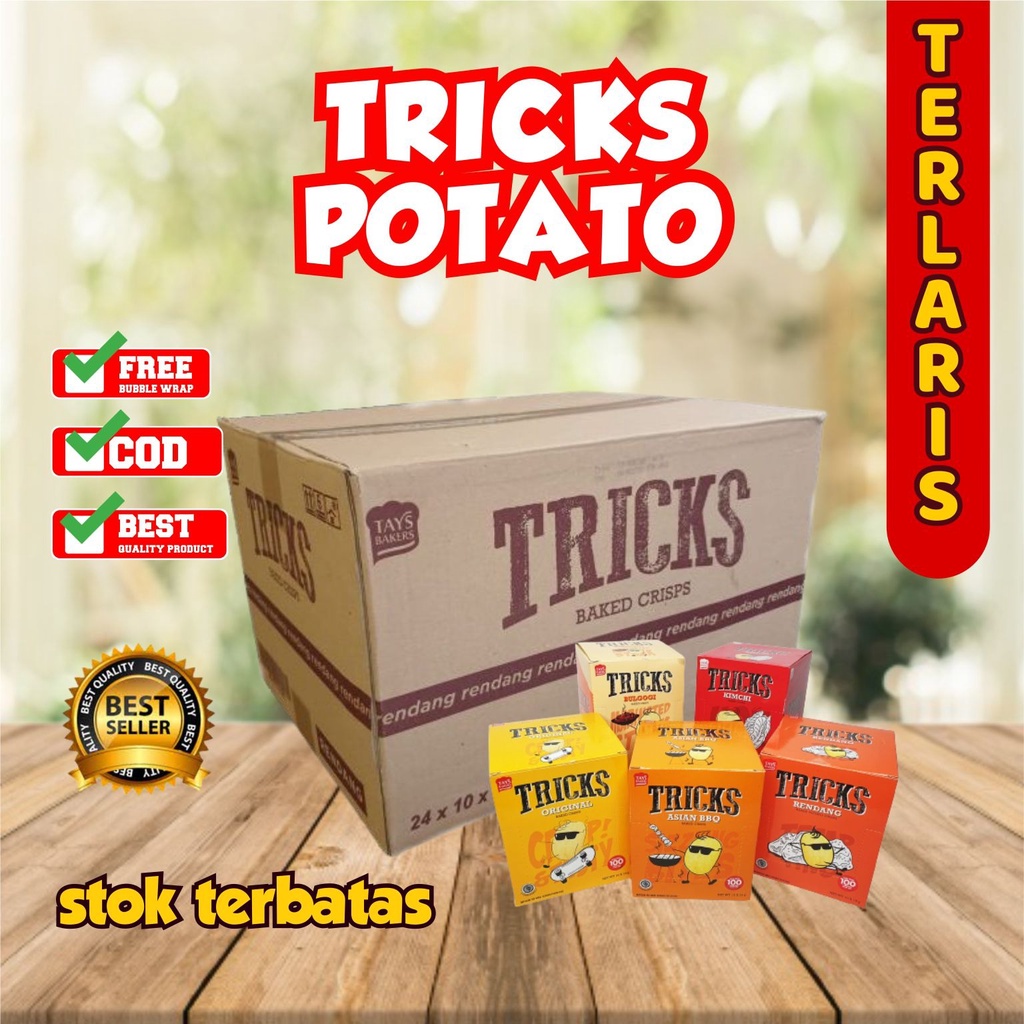 TRICKS POTATO 1 DUS ISI 24 BOX BAKED CRISPS RASA KIMCHI ORIGINAL BBQ - BISKUIT KENTANG PANGGANG