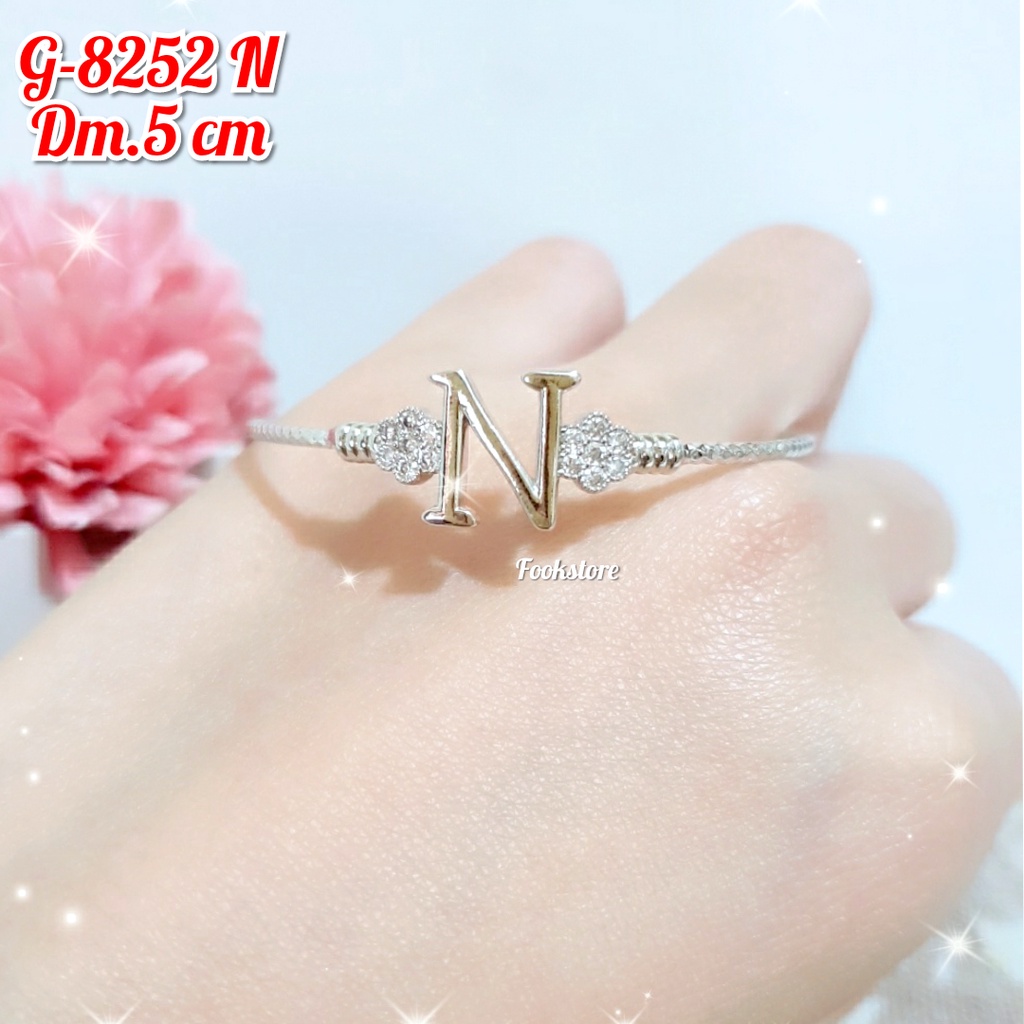 GELANG ANAK HURUF WARNA SILVER XUPING ANTI ALERGI/COD
