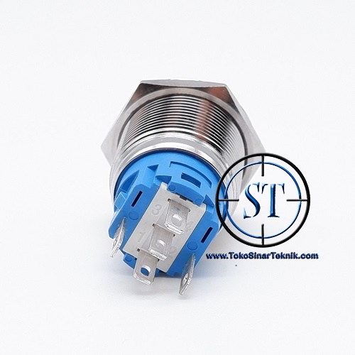 19mm Switch with Power LED Saklar Metal Stainless Push Button Self Locking + konektor Kabel Set Waterproof Mengunci On Off On