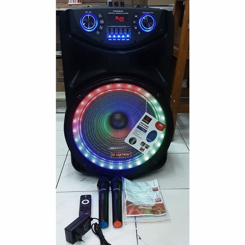 ASATRON PARAMOUNT (8881 UKM) 15INCH RMS 50W SPEAKER MEETING PORTABLE BLUETOOTH INCLUDE MIC WIRELESS 2PCS