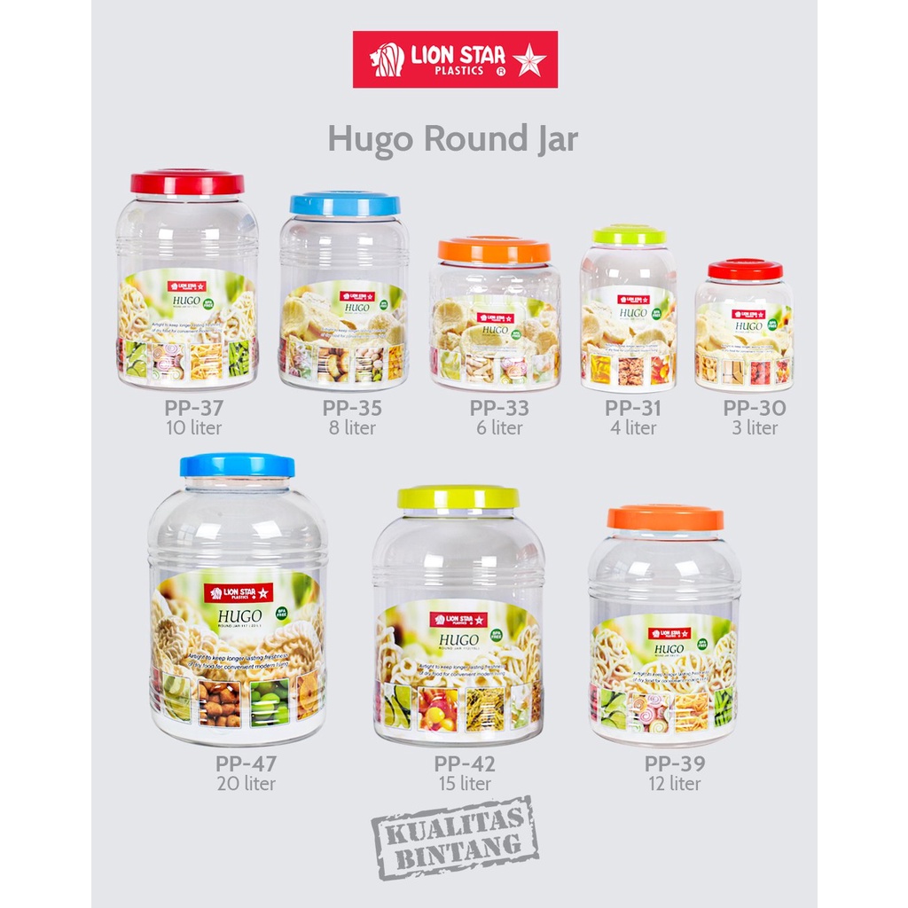 Toples Hugo Square Jar 205 (8 Litres) Lion Star PP55