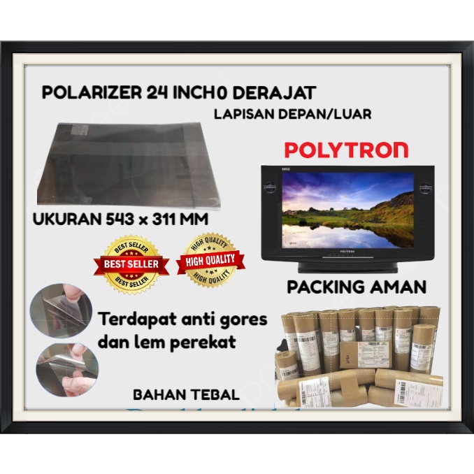 POLARIZER 24 INCH 0 DERAJAT POLYTRON TV LCD LED BAGIAN LUAR DIMENSI 530*302 MM ORIGINAL