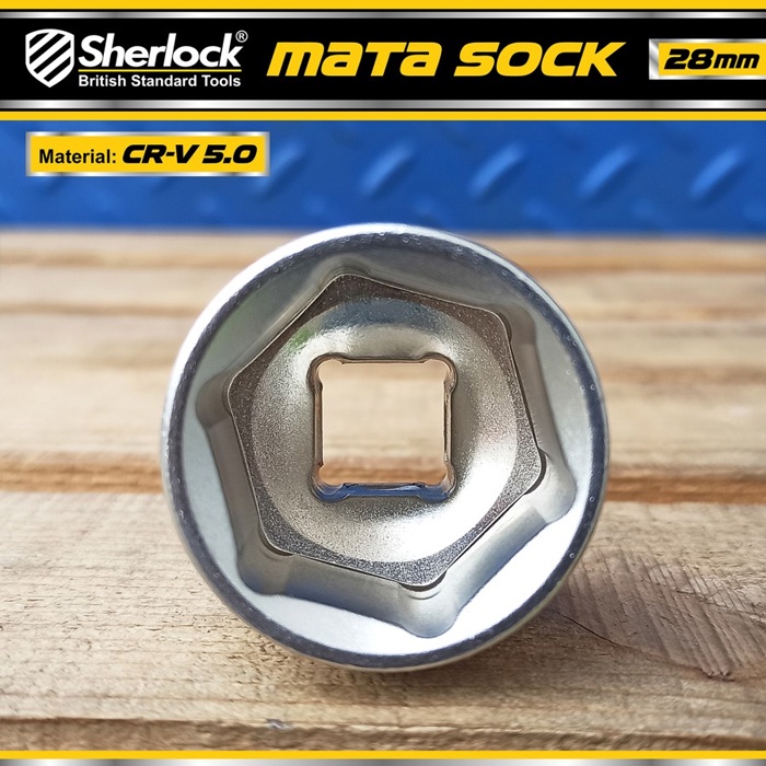 Kunci Shock 28 mm 6 PT Original Sherlock Mata Sok/Sock 1/2 inch