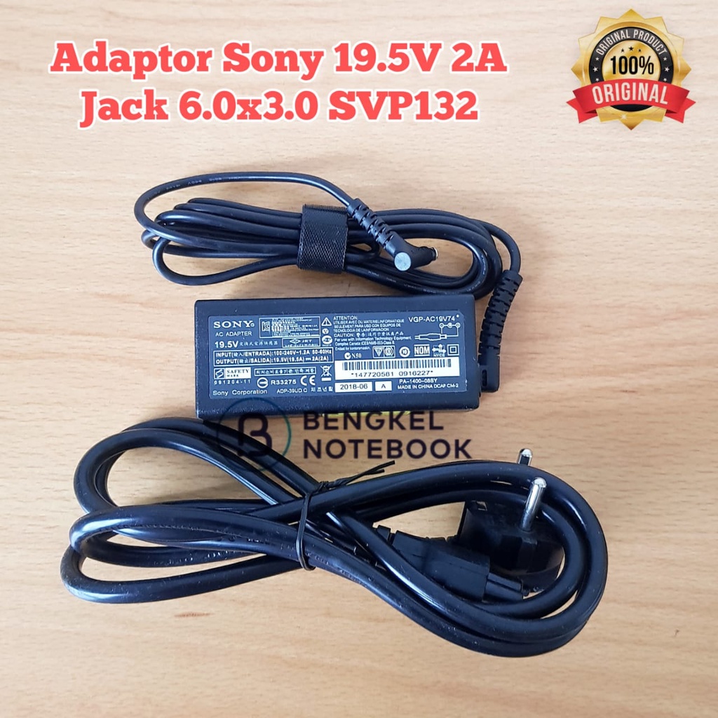 Adaptor Sony 19.5V 2A Jack 6.0x3.0 SVP132 Sony VAIO SVP13 Pro13 SVP132A