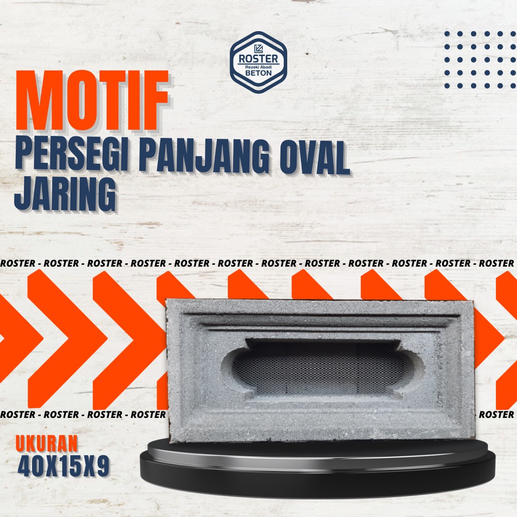 Roster Beton Minimalis Atau lubang Angin Motif Persegi Panjang Oval Jaring Ukuran 40cm X 15cm X 9cm