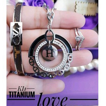 Set Perhiasan Titanium Wanita Silver Kalung Hijab 1603a4