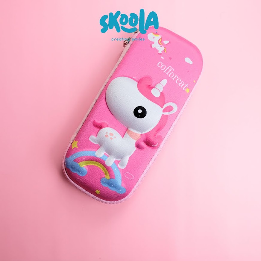 Skoola Tempat Pensil Anak Perempuan Hardtop 3D Lucu Unicorn Rabbit Cat - Tepen