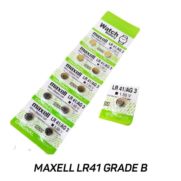 U0304 Baterai Kancing Maxell AG3 / LR41 / SR 41 / AG10 L736F Batre Termometer Jam Tangan Anak Alarm Kalkulator Korek Kuping LED