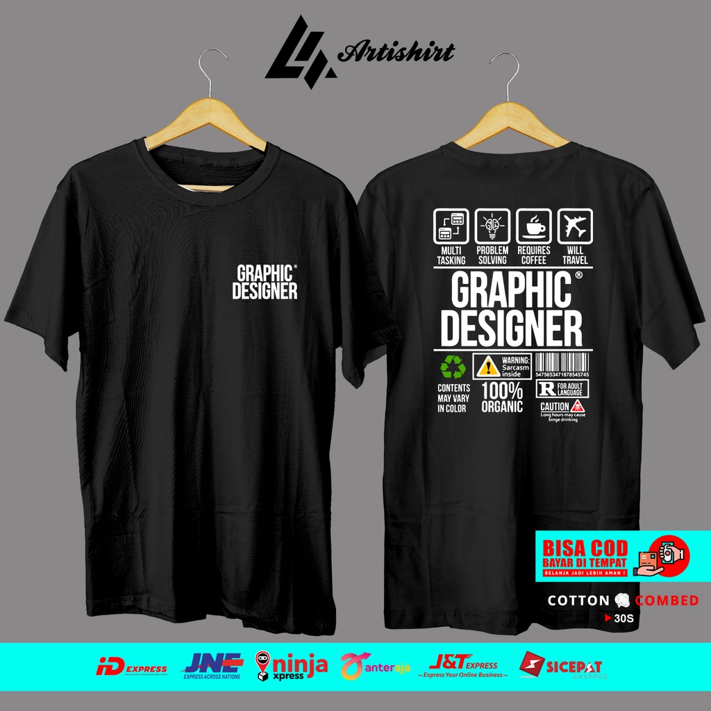 KAOS GRAPHIC DESIGNER DEPAN BELAKANG KAOS PROFESI DESIGNER GRAPHIC KAOS BAJU DEWASA ARTISHIRT