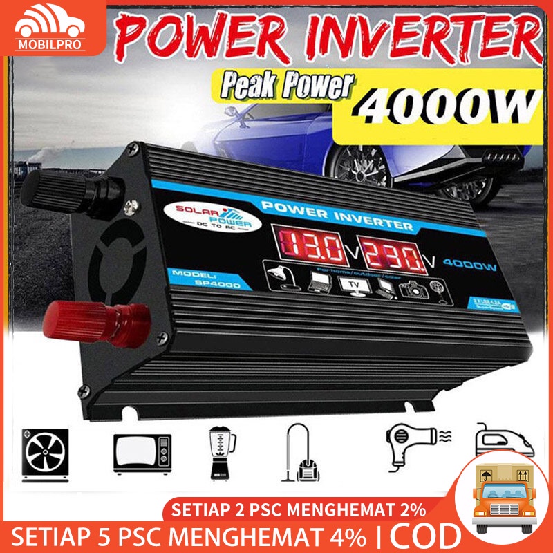 [Konverter Daya Mobil 220v] Inverter 4000W Inverter Gelombang Sinus Murni Inverter gelombang sinus murni inwater 12v mengubah dc12v ke ac220v