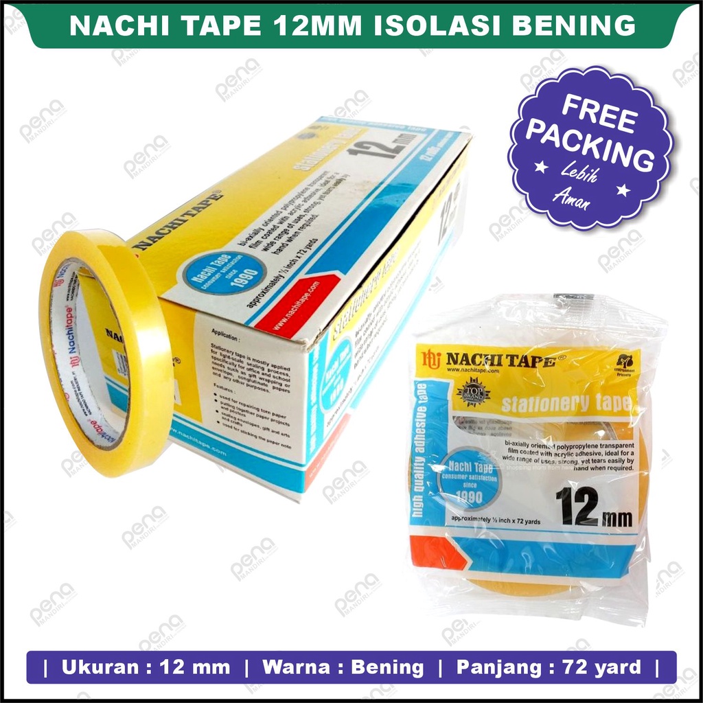 Isolasi Nachi 12mm perpcs /solatip /tape /lakban /isolasi sedang/perekat