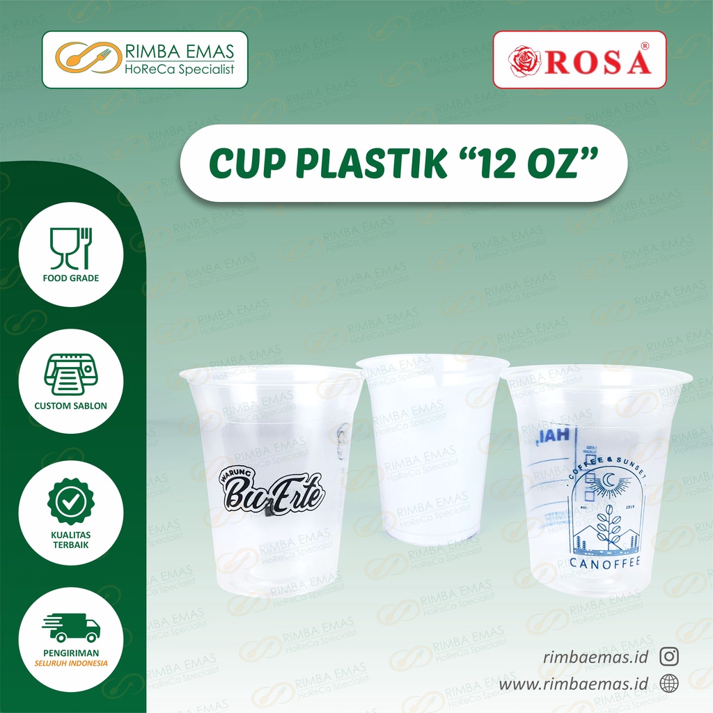 SABLON CUP 12 OZ (SABLON CUP PLASTIK MINUMAN / CUSTOME SABLON CUP / CUP PLASTIK / CUP 12 OZ 7 GR / C