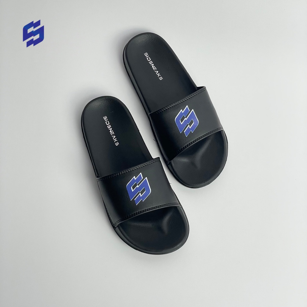 SIDSNEAKS Sandal Slide Pria Blue Logo Original