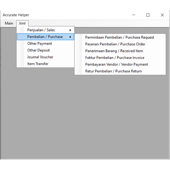 Accurate XML Helper Software Export Import Database Accurate 4 dan 5 Terbaru Murah