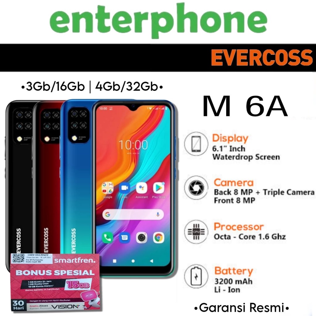 Evercoss M6A 4/32 Ram 4gb Internal 32gb Garansi Resmi